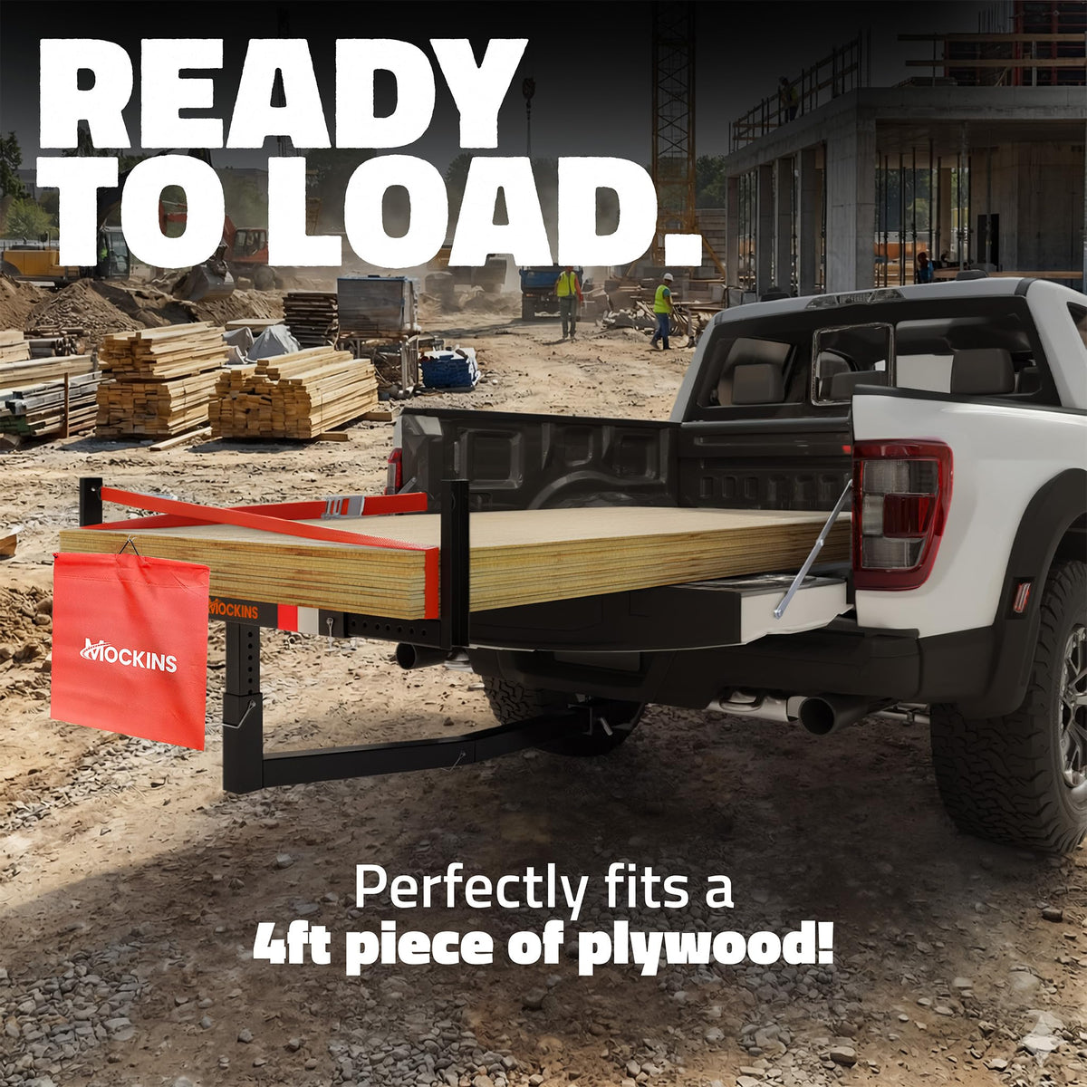 750 Lbs Cap Hitch Mount Truck Bed Extender with Stabilizer & Straps C2606