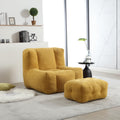 Yellow Memory Foam Bean Bag Chair with Ottoman K128