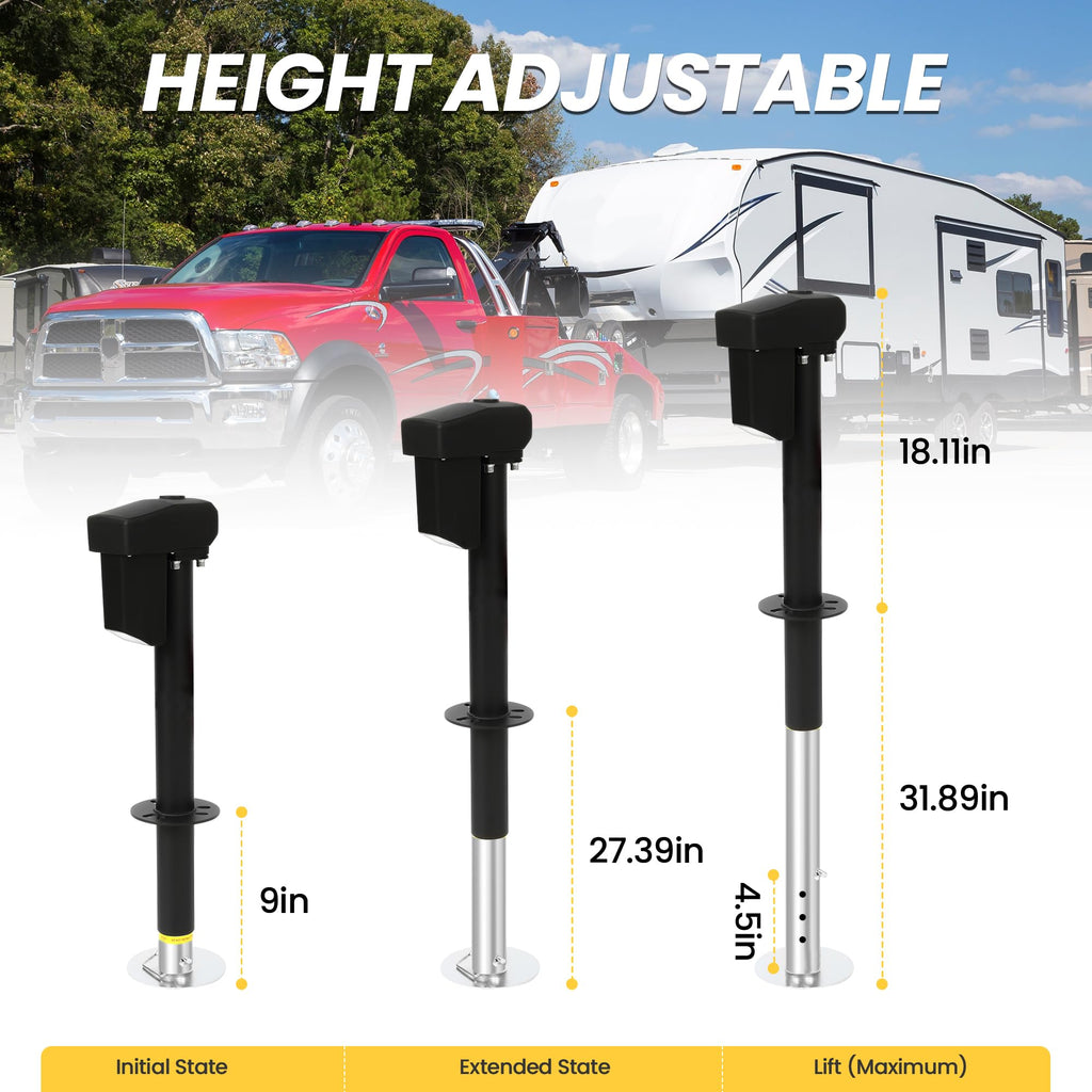 12V Electric Tongue Jack 4000lb A-Frame Heavy Duty Trailer Jack with Drop Foot & LED Light O784035