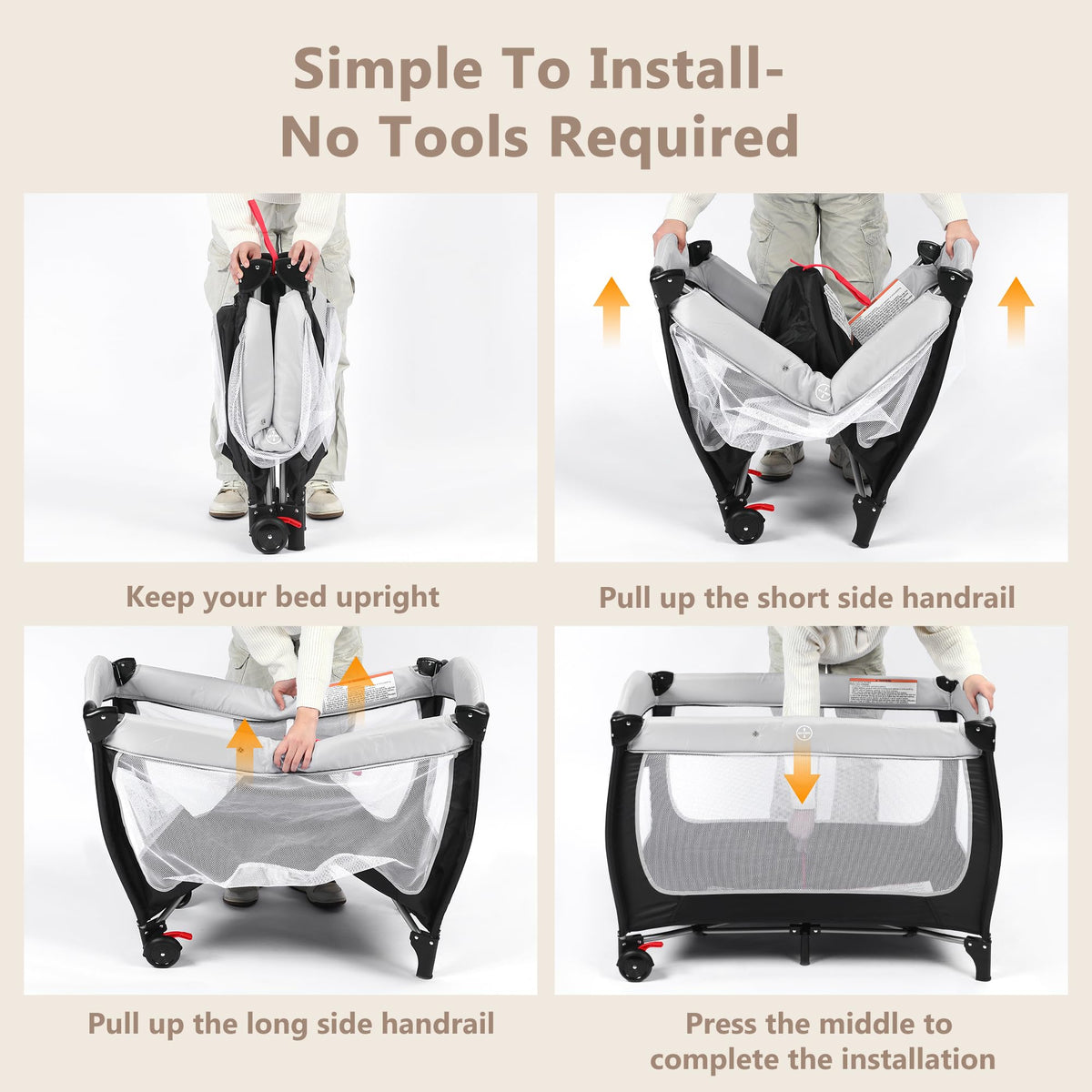 4 in 1 Portable Pack and Play Bassinet, Black B765168