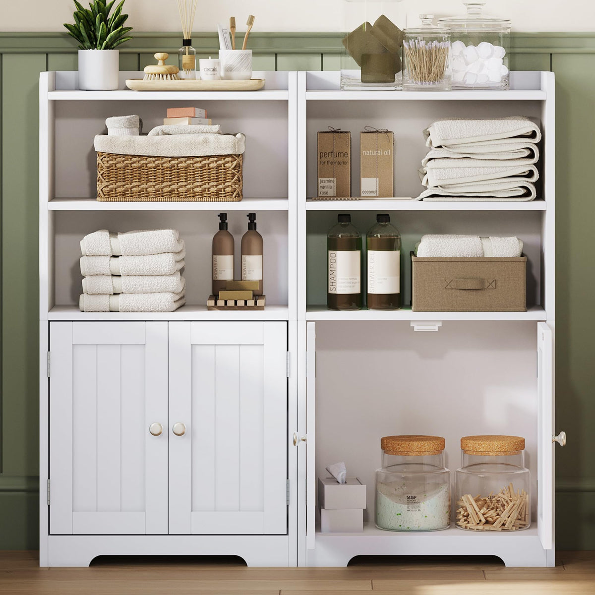Small Bathroom Storage Cabinet with 2 Door and Shelves X69249