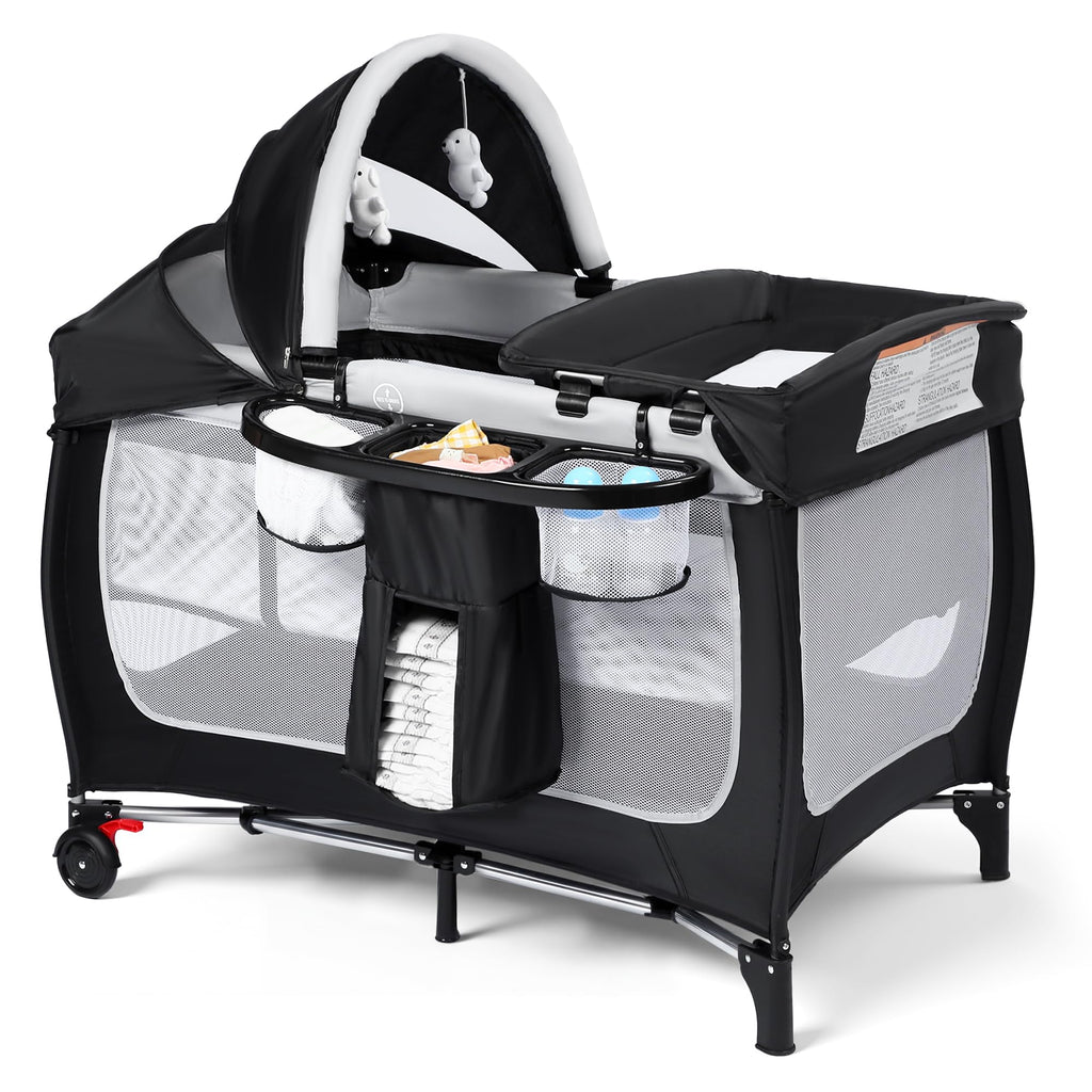 4 in 1 Portable Pack and Play Bassinet, Black B765168