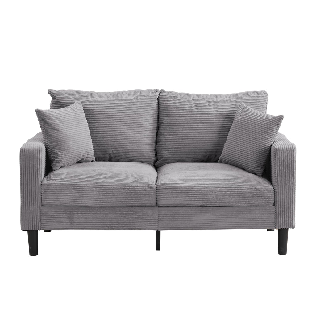 Light Gray Corduroy Loveseat Sofa W377