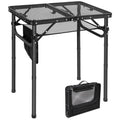 Lightweight Height Adjustable Aluminum Folding Grill Table with Mesh Desktop, Black H1573