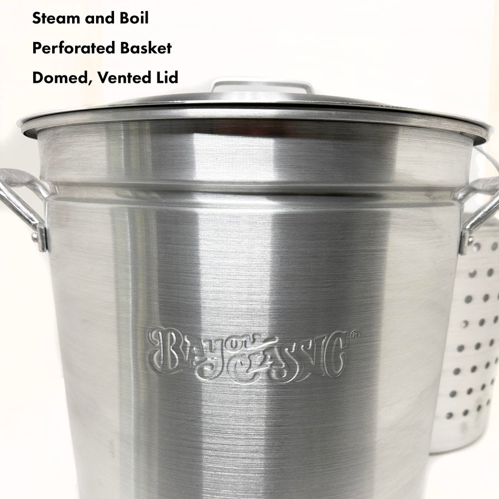 60 Qt Aluminum Stockpot with Basket A423