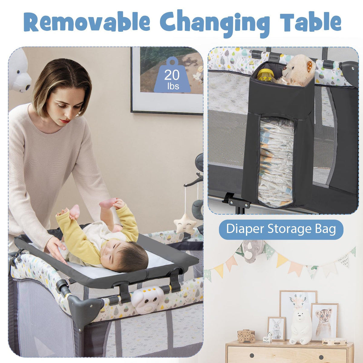 Portable Baby Playard with Bassinet and Changing Table Z1758