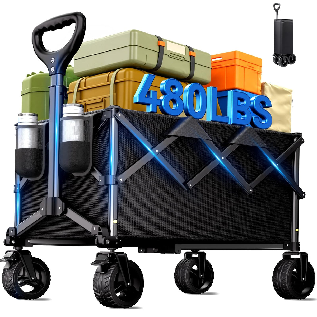 Collapsible Heavy Duty Wagon Cart with All-Terrain Wheels C27804