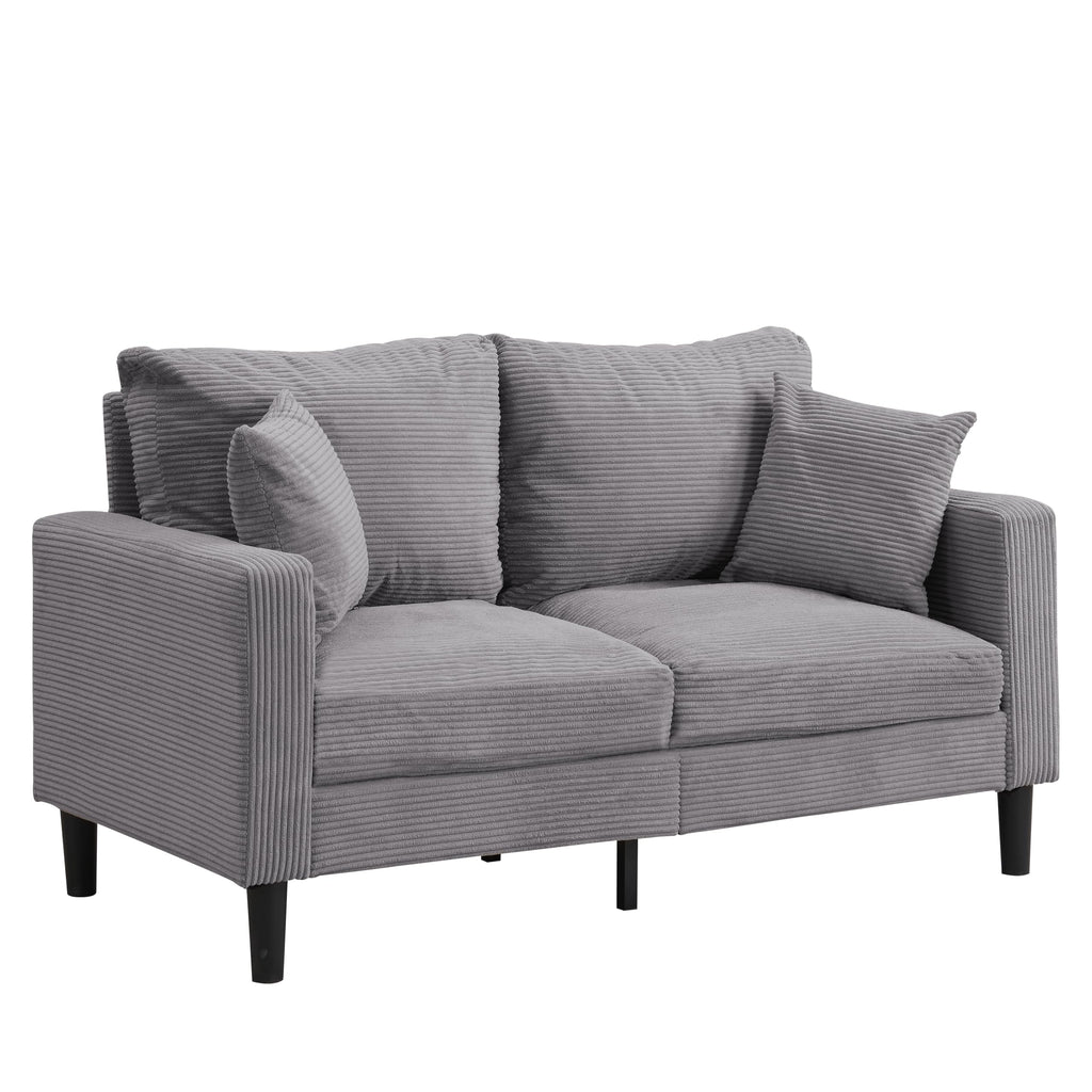 Light Gray Corduroy Loveseat Sofa W377