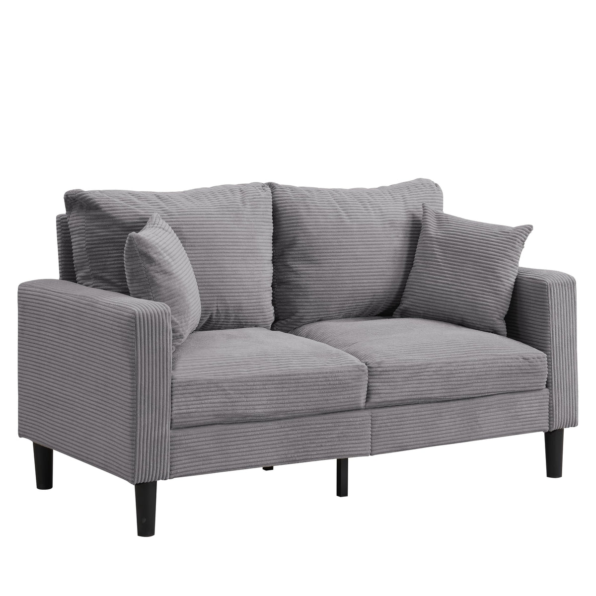 Light Gray Corduroy Loveseat Sofa W377