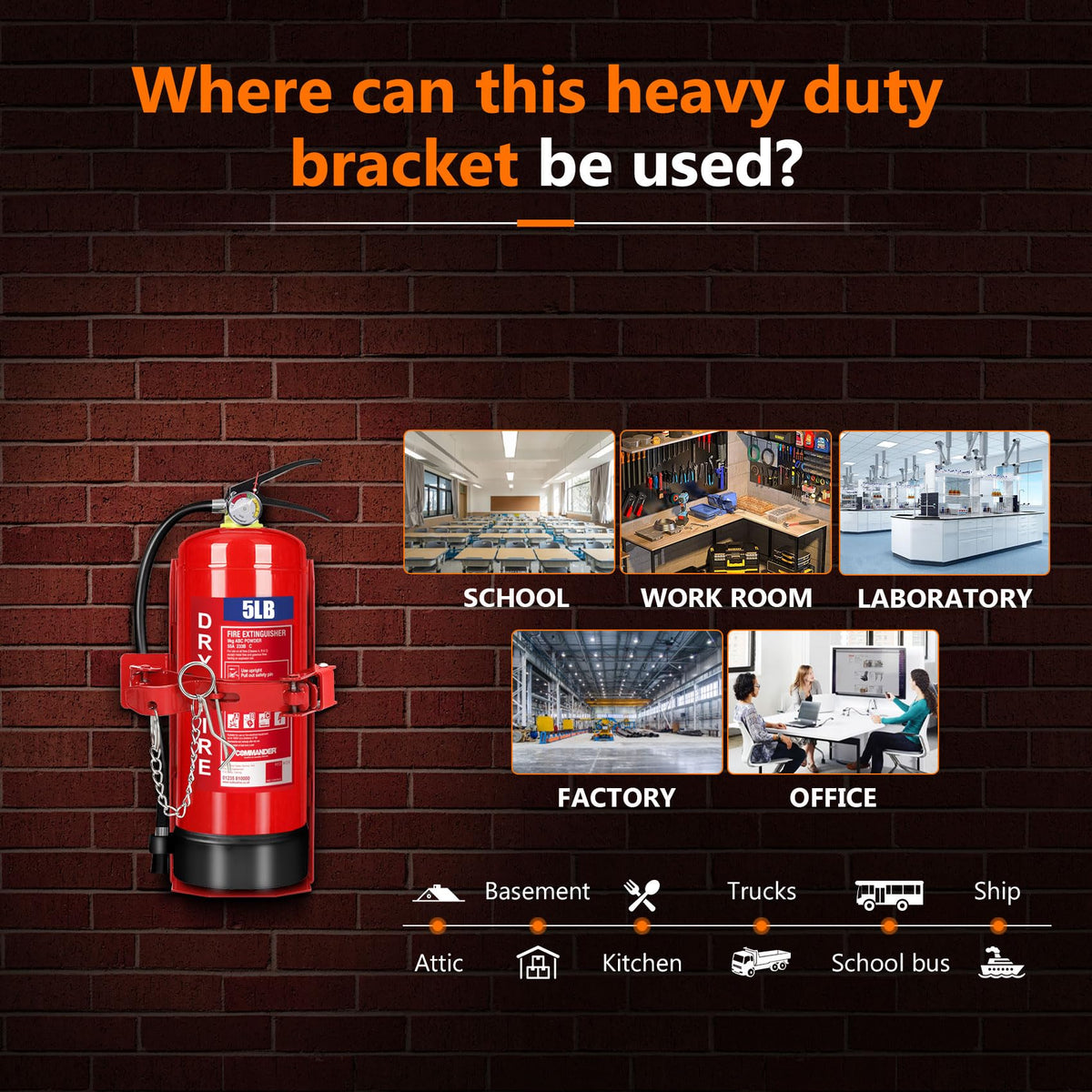 Heavy Duty Fire Extinguisher Brackets & Mounts Steel Red O67241