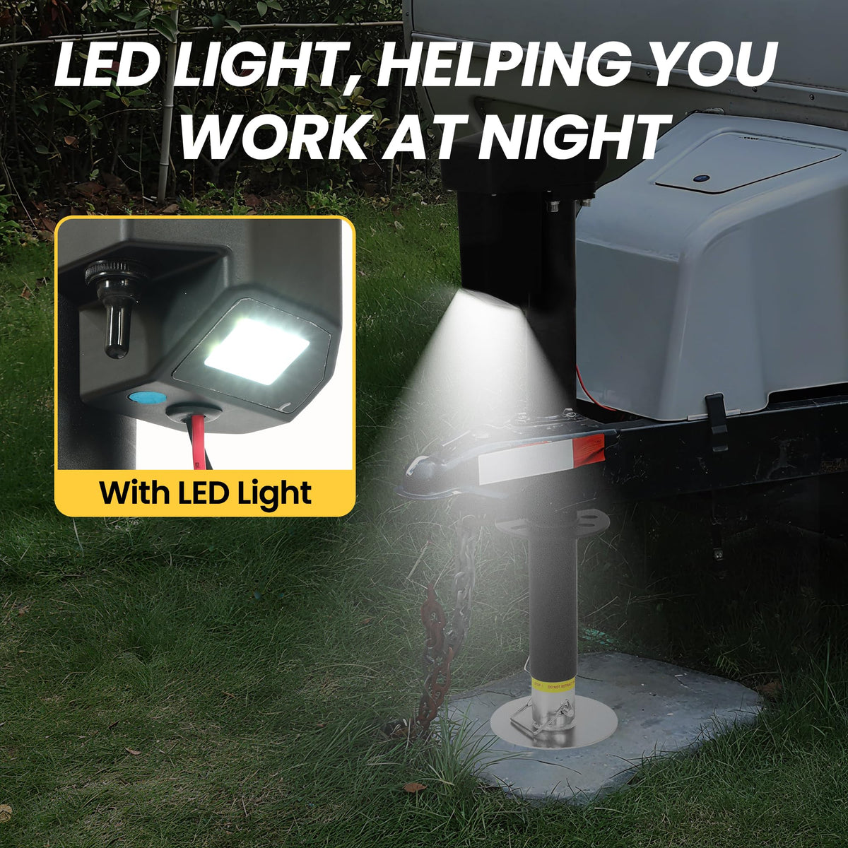 12V Electric Tongue Jack 4000lb A-Frame Heavy Duty Trailer Jack with Drop Foot & LED Light O784035