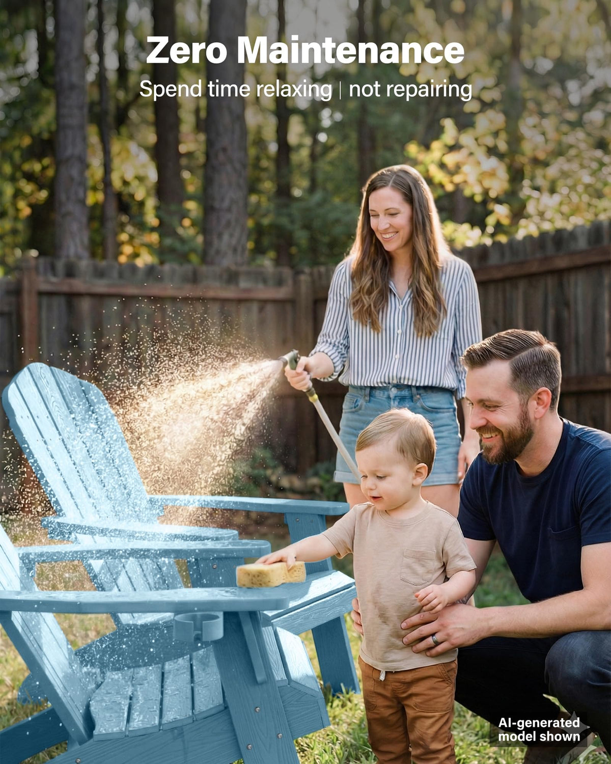 Oversized Adirondack Chair Set of 4 Blue B61328