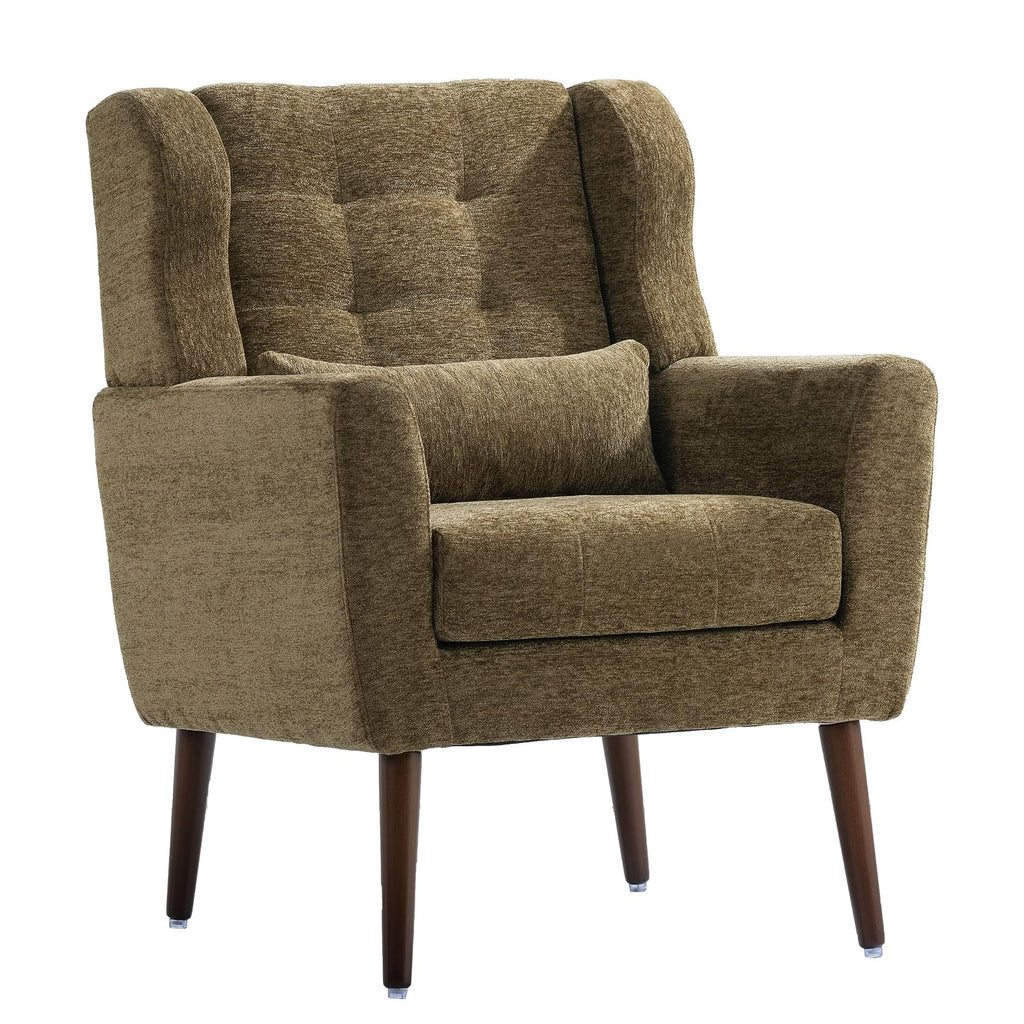 Olive Green Chenille Upholstered Accent Chairs Set of 2 B139211