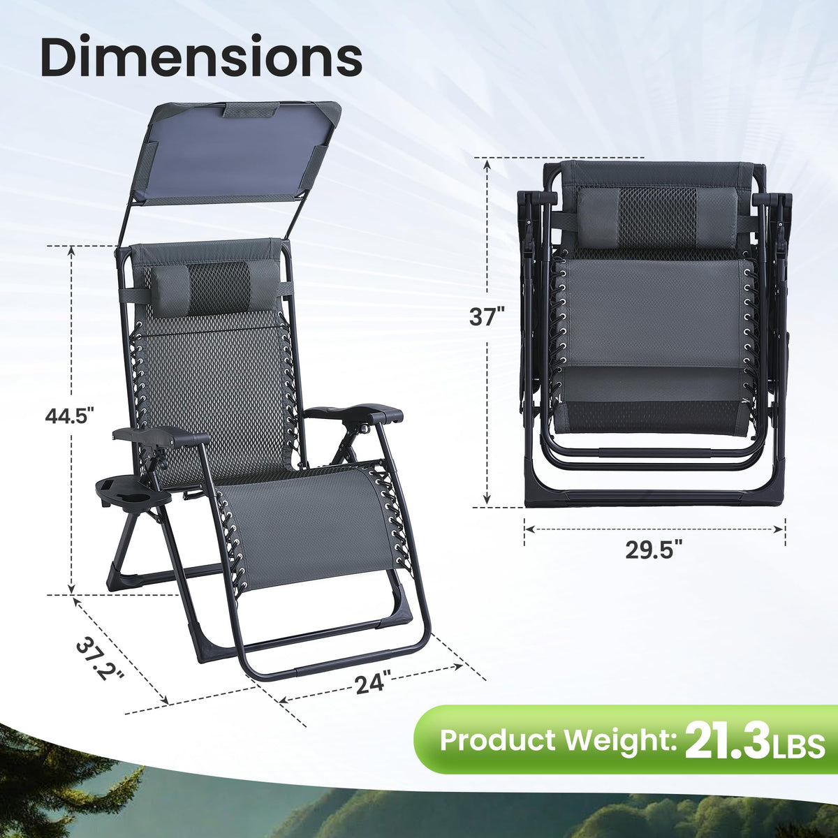 2 Pack Zero Gravity Chairs with Canopy U114410