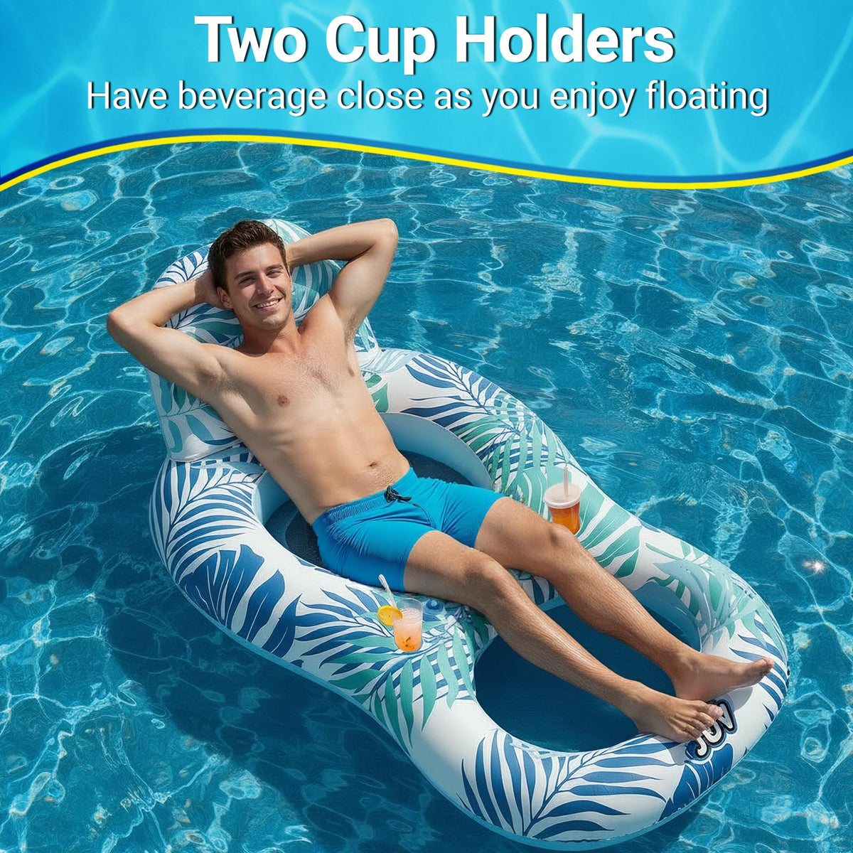 Inflatable Pool Float Chair with Drink Holder Q3097