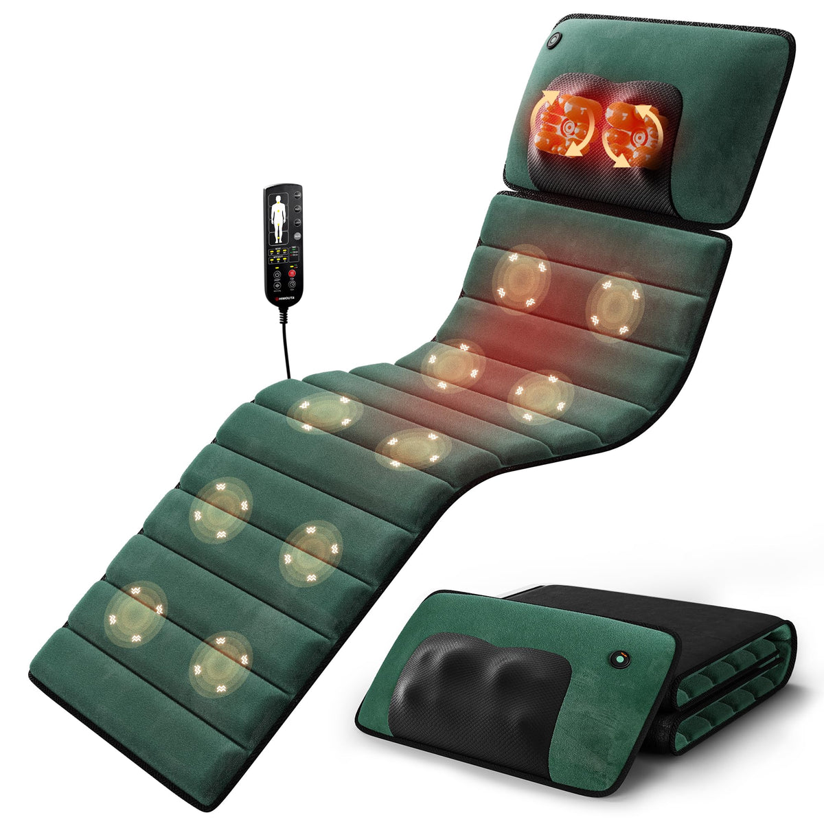 Full Body Massage Mat with Heat, 10 Motors, Detachable Massager Pad Z424