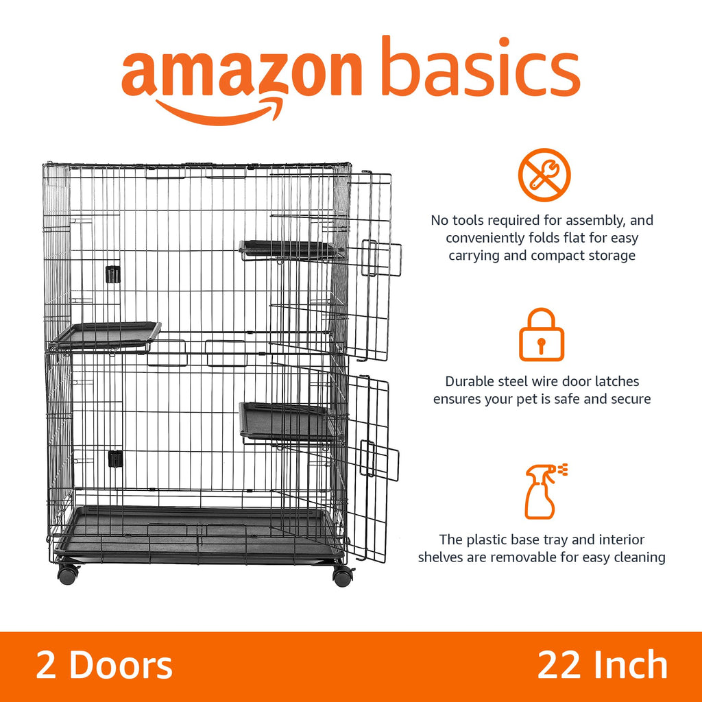 Large 3-Tier Cat Cage Playpen with Removable Tray, Black R605