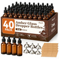 2 oz Amber Glass Dropper Bottles with Funnels, 40 Pack F6812
