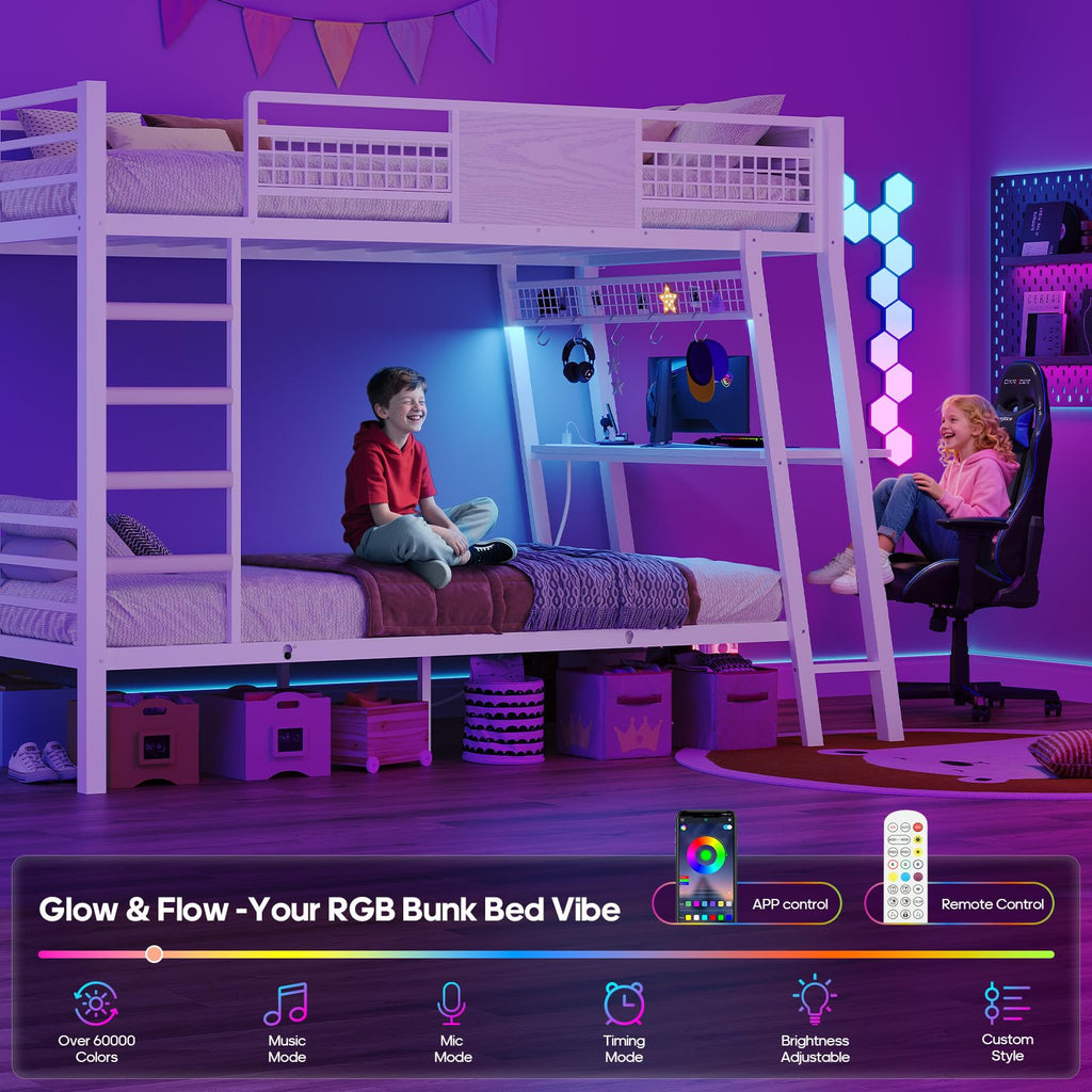 Twin Over Twin Bunk Beds with Desk O2774