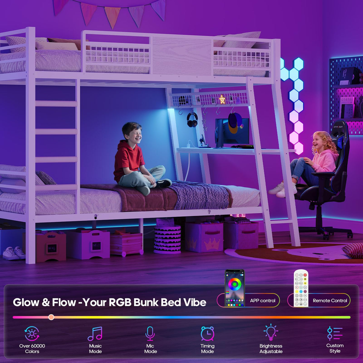 Twin Over Twin Bunk Beds with Desk O2774
