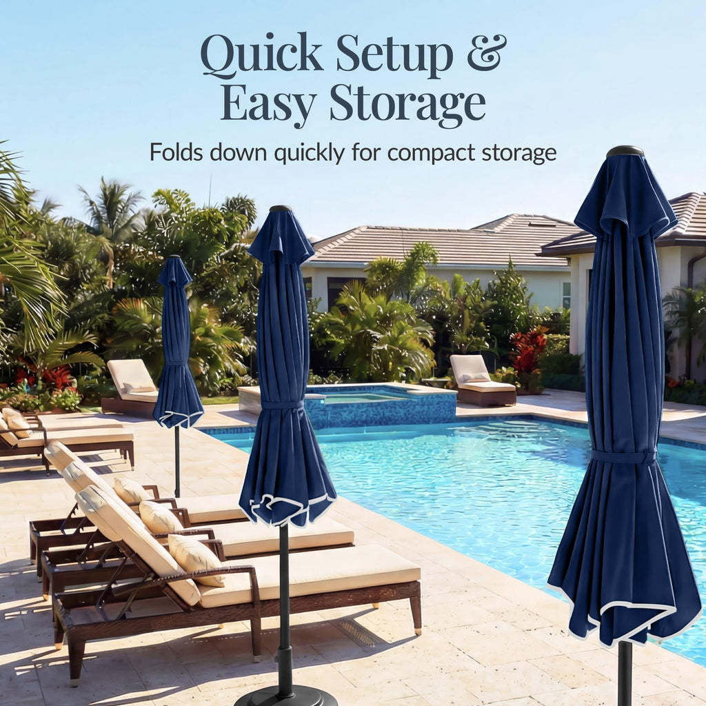 9ft Navy Patio Market Umbrella with Crank & Tilt V337