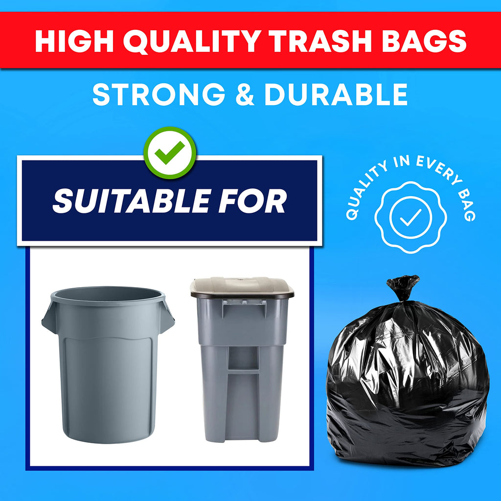 55-60 Gallon Heavy Duty Black Trash Bags 150 Bags D90282