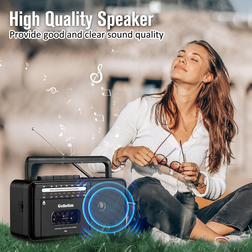 Cassette Tape Player Bluetooth Boombox AM/FM/SW Radio Stereo J10671