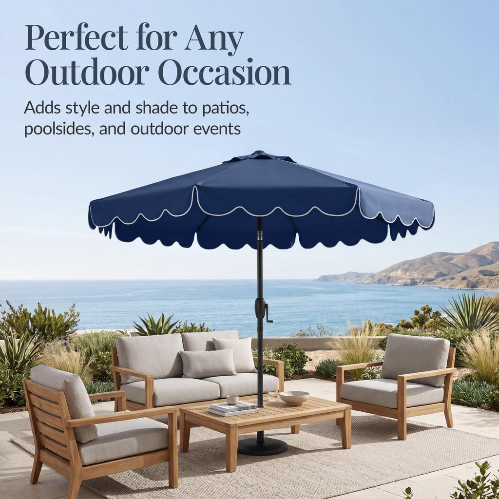 9ft Navy Patio Market Umbrella with Crank & Tilt V337