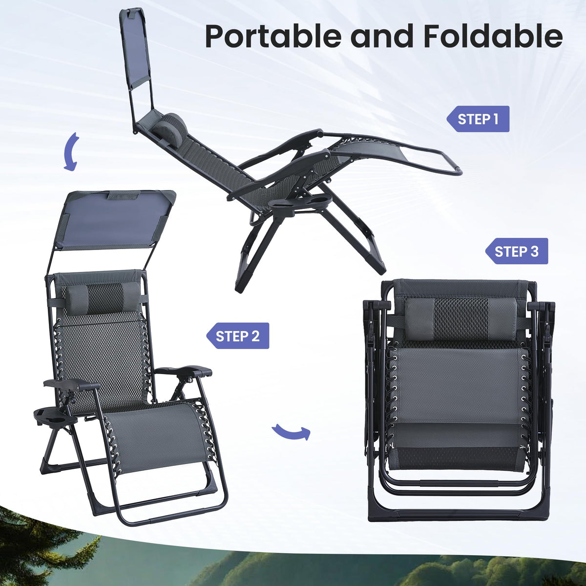 2 Pack Zero Gravity Chairs with Canopy U114410