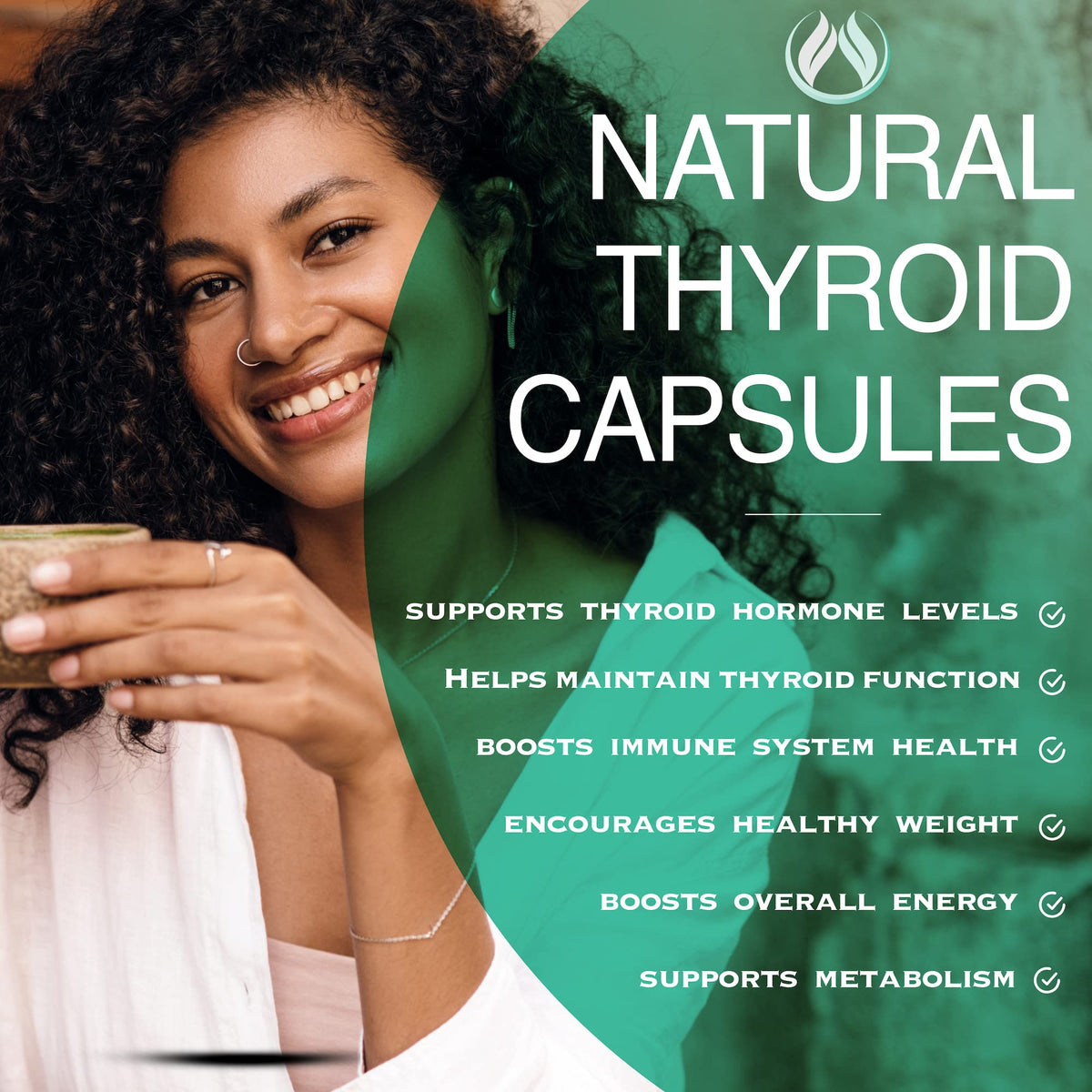 Thyroid Support Supplement with Iodine, Ashwagandha, Zinc, Selenium, Vitamin B12, Kelp, Magnesium, L Tyrosine J23951