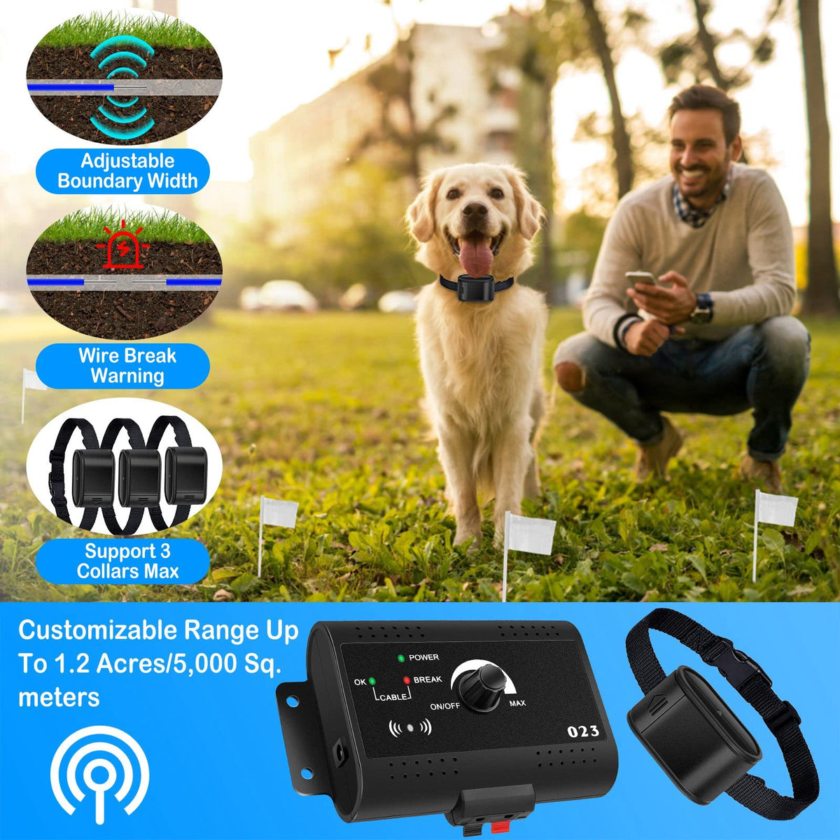 Electric Dog Fence System with 2 Waterproof Collar M802