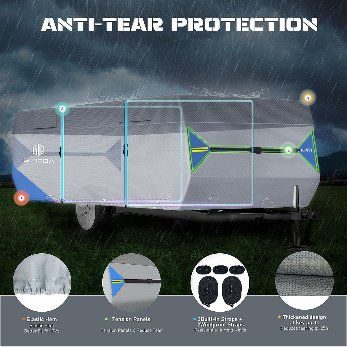 14' - 16' Waterproof Anti-Tear Pop Up Camper Cover A854575