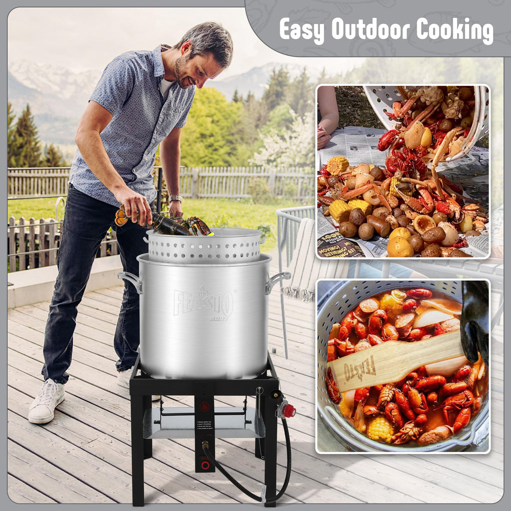 60QT Seafood Boil Pot with Basket and Burner O474
