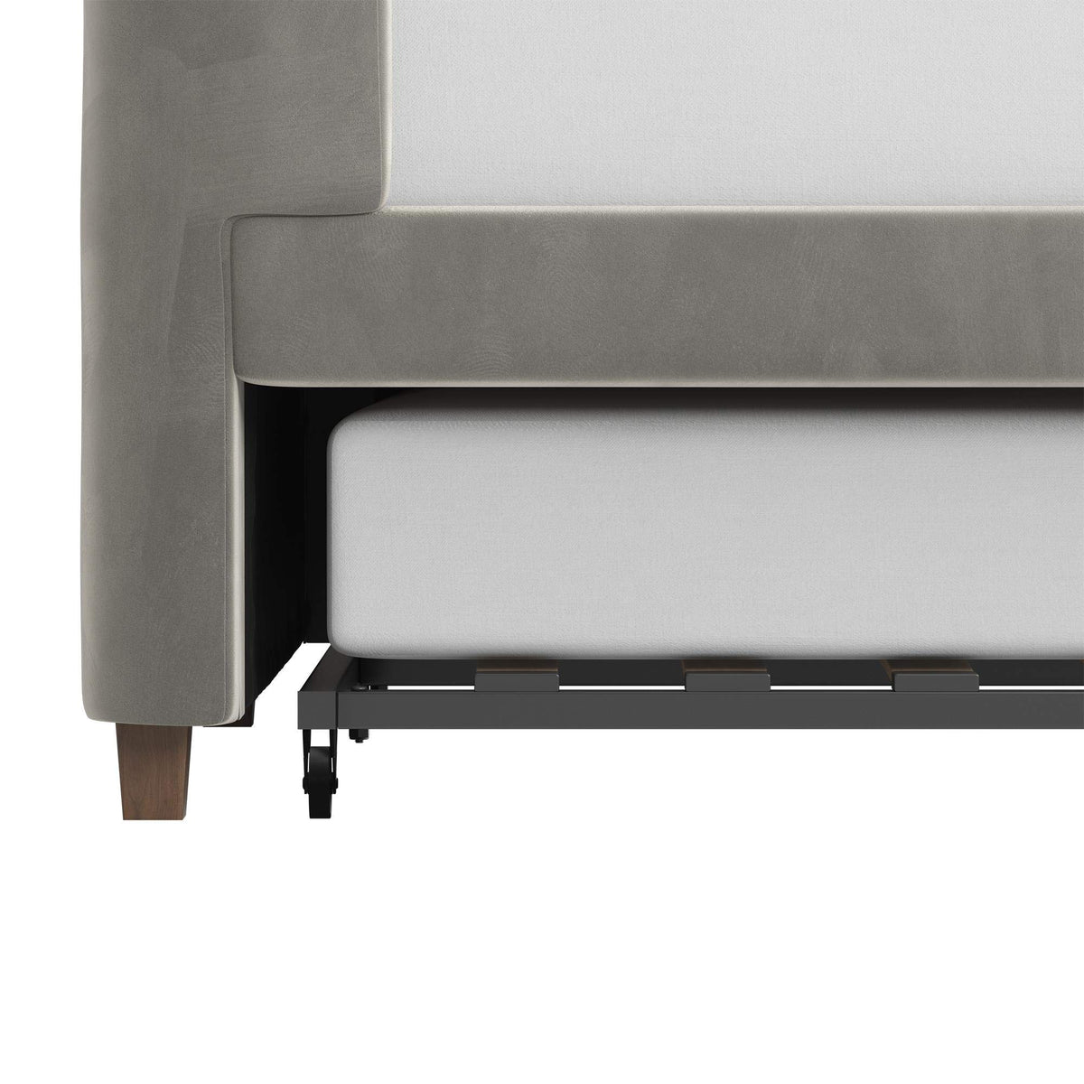 Gray Velvet Twin Upholstered Daybed with Trundle W4473
