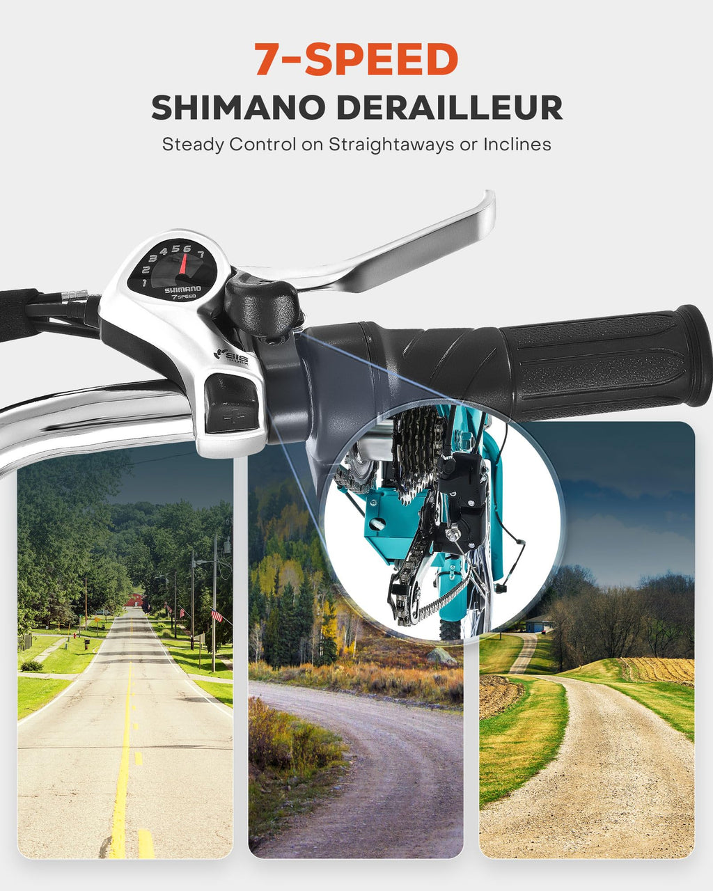 26 in 7 Speed Electric Trike with 36V 13Ah Battery A939959