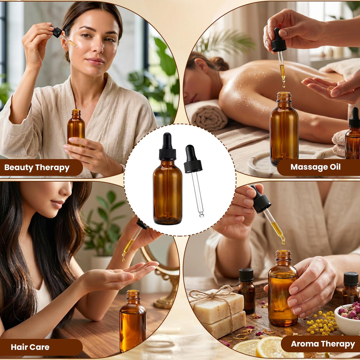 2 oz Amber Glass Dropper Bottles with Funnels, 40 Pack F6812