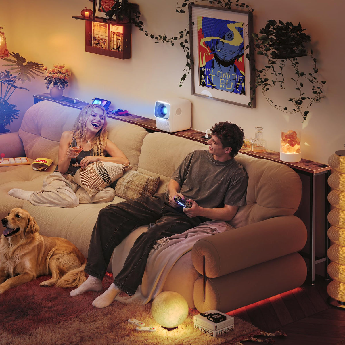 110.2 Inch Narrow Sofa Table with Power Outlets and USB-C Ports P676234