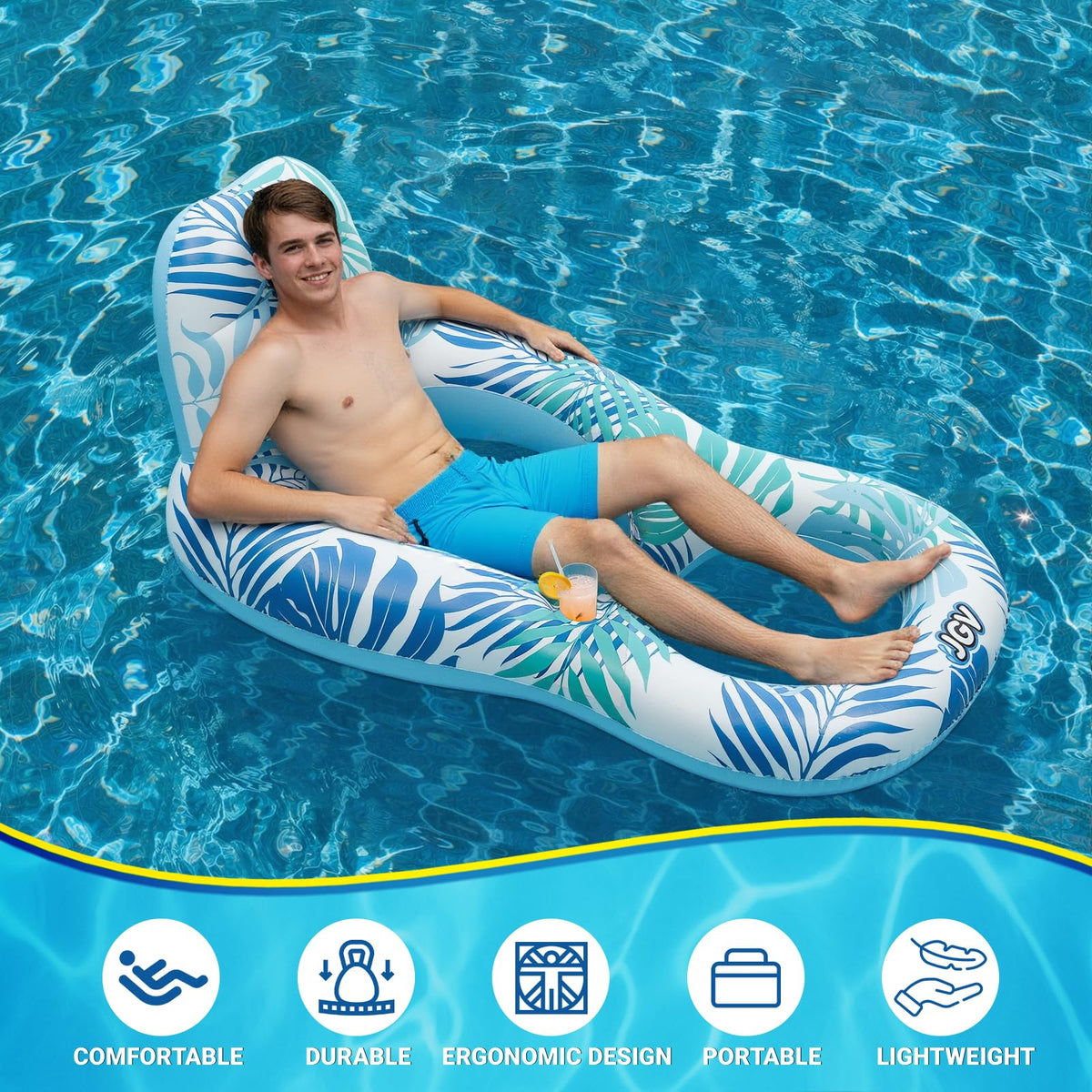Inflatable Pool Float Chair with Drink Holder Q3097