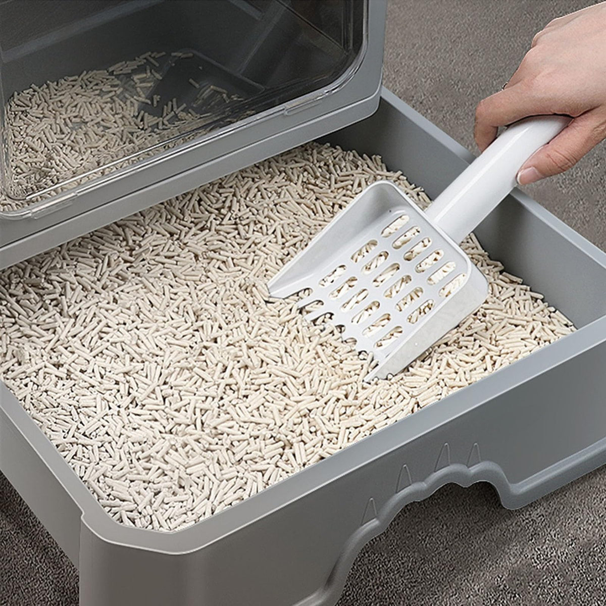 Enclosed Foldable Cat Litter Box with Lid C6122