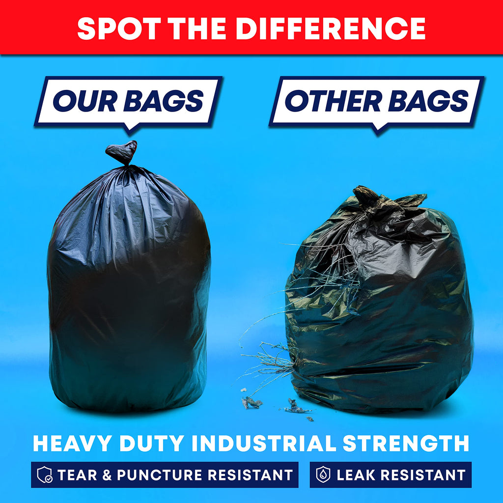 55-60 Gallon Heavy Duty Black Trash Bags 150 Bags D90282