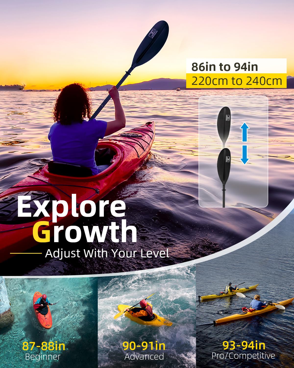 Adjustable Carbon Fiber Kayak Paddle Z458