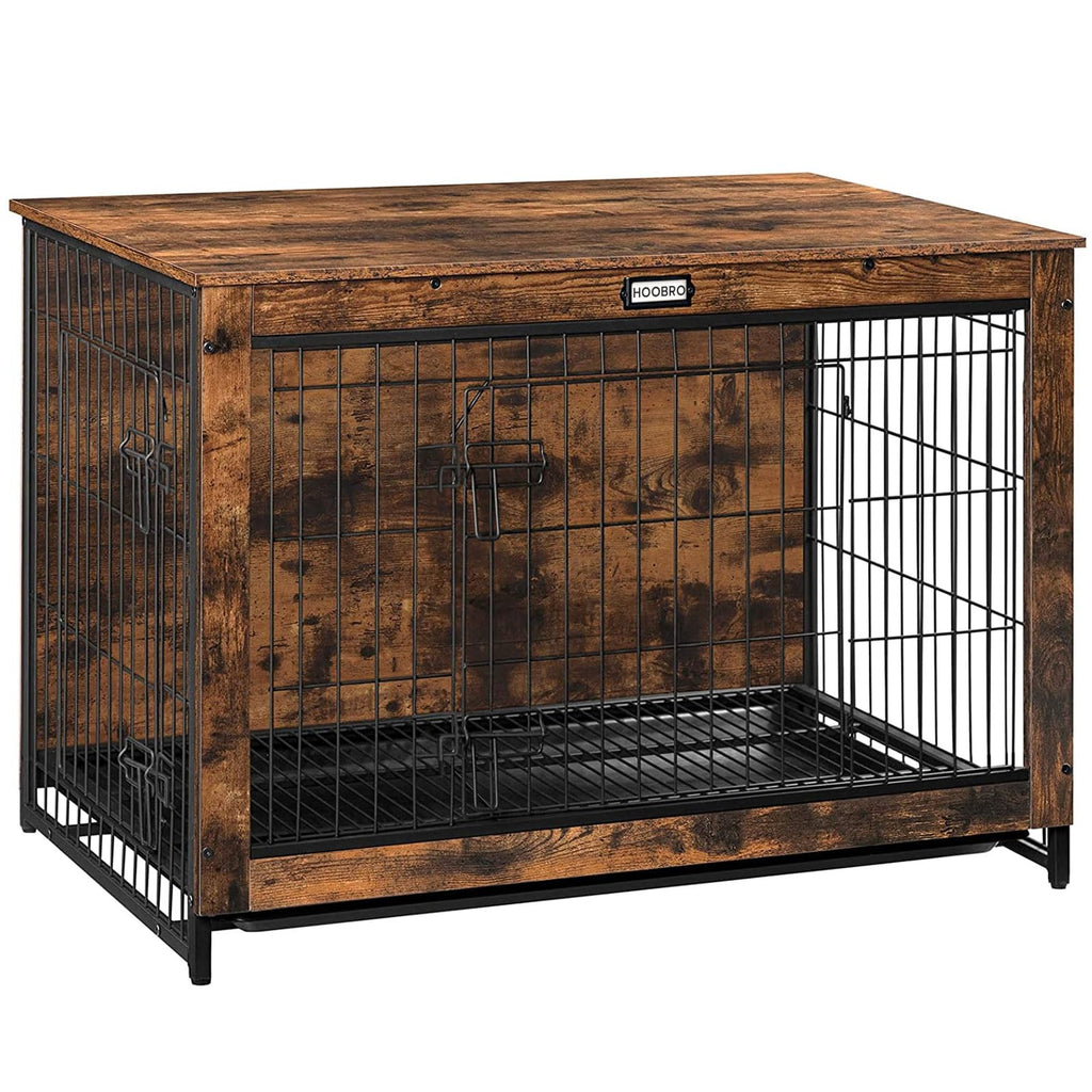 38.6" Wooden Dog Crate Furniture with Pull-Out Tray N373705