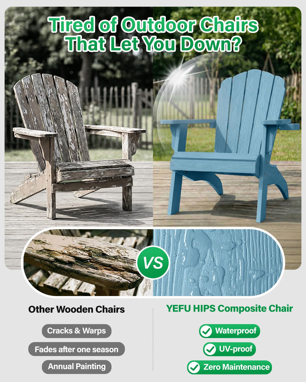 Oversized Adirondack Chair Set of 4 Blue B61328