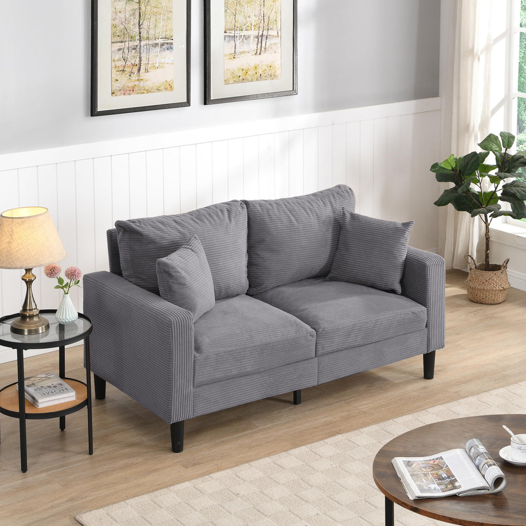 Light Gray Corduroy Loveseat Sofa W377