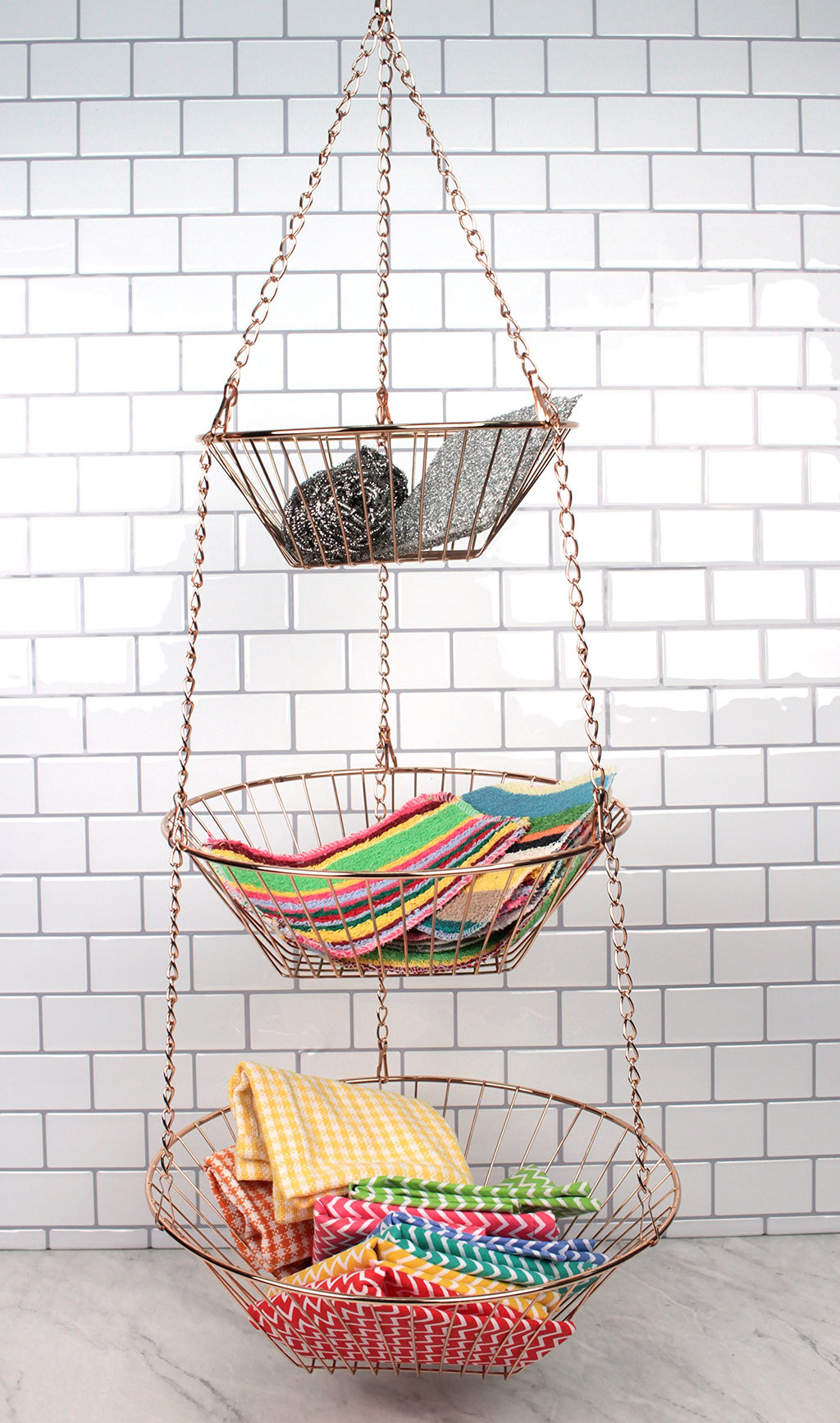3-Tier Copper Wire Hanging Baskets Z579