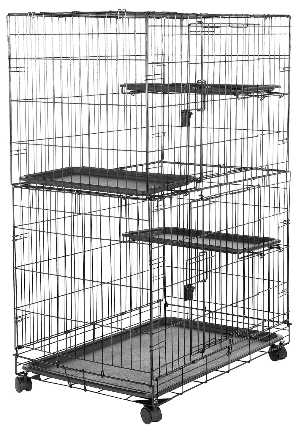 Large 3-Tier Cat Cage Playpen with Removable Tray, Black R605