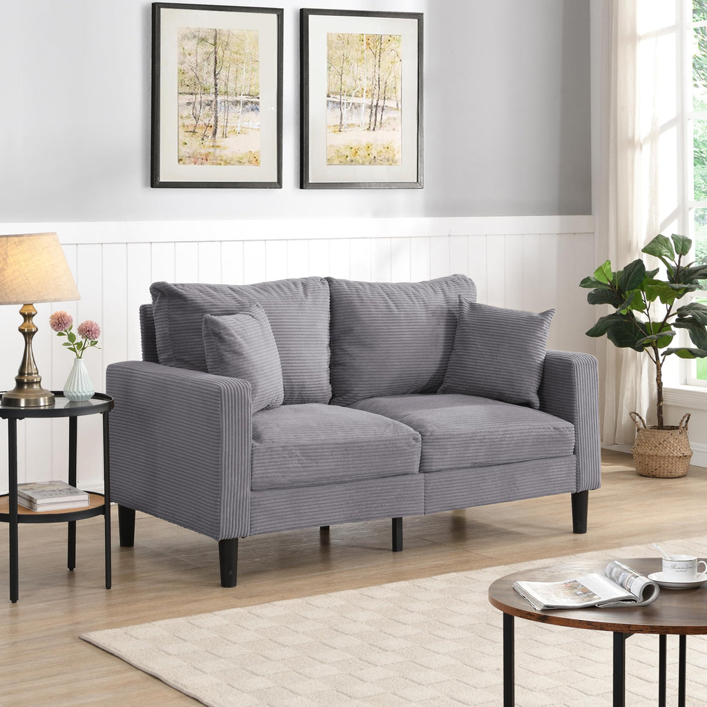 Light Gray Corduroy Loveseat Sofa W377