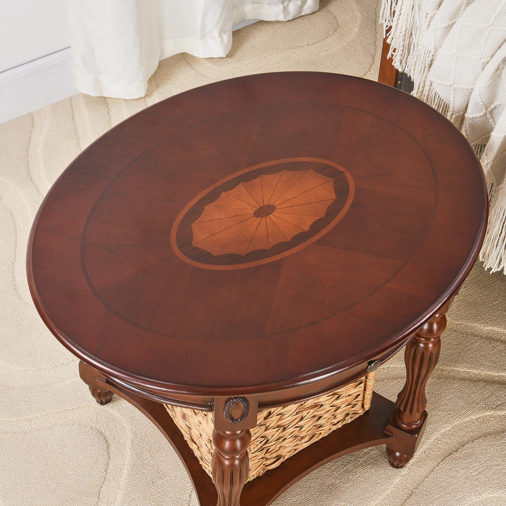 Solid Wood Oval End Table with Drawer C8772