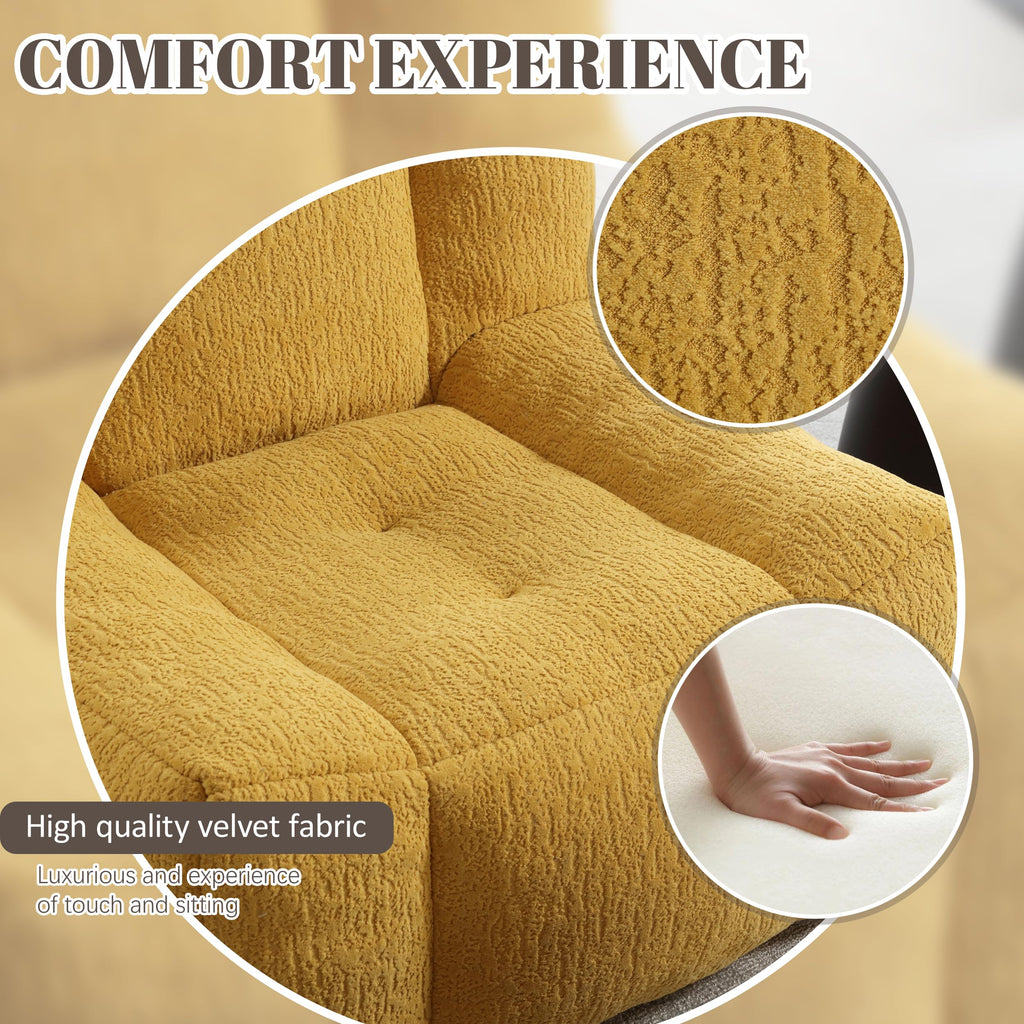 Yellow Memory Foam Bean Bag Chair with Ottoman K128