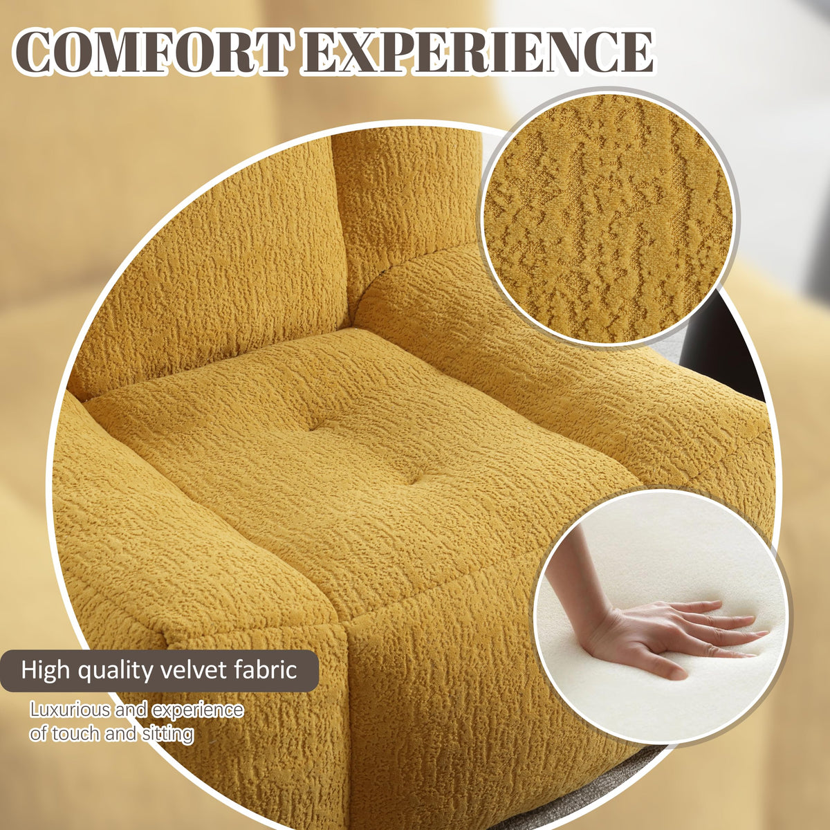 Yellow Memory Foam Bean Bag Chair with Ottoman K128